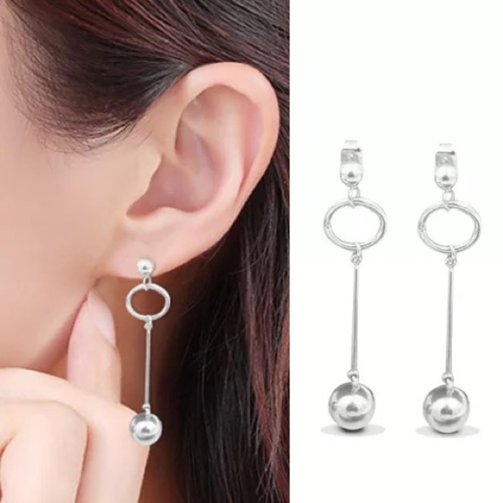 Titanium Ball Drop Earrings - Picture 2 of 2